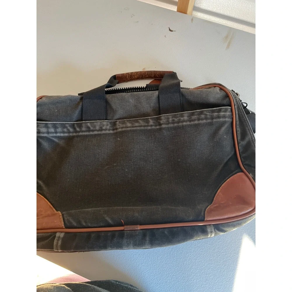 Lands End Vintage Canvas Leather Trim Duffle Bag Carry On Luggage‎ CPI Monogram